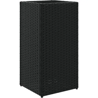 Pflanzkübel Schwarz 30x30x60 cm Poly Rattan - Schwarz