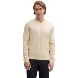 TOM TAILOR Herren Strickpullover mit V-Ausschnitt, 28596 - Soft Beige Melange, L