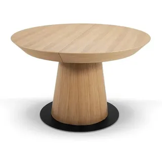 Masseno Ausziehbar Esstisch BASALT 120 - 220 cm x 120 cm Rund Tisch für Wohnzimmer, Küche, Eichefarben - Braun