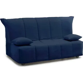 Schlafsofa Alisee, 2-Sitzer-Sofa, 100%  Italy, Wohnzimmersofa mit Trolley-Öffnung, aus gepolstertem Stoff, inklusive Kissen, Cm 125x90h85, Blau - Blau
