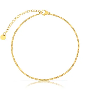 Made by Nami Edelstahl Damen Fußkettchen mit starkem Karabiner-Verschluss - verschiedene Designs - Frauen Fußkette Gold - Mädchen Fußschmuck - Geschenk für Sie (Gold Plain)