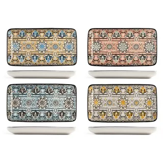 Royal Norfolk Jaipur Teller, rechteckig, aus Porzellan, 18 x 10 x 2 cm, 8 Stück