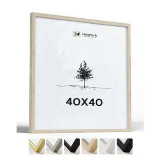 Heimlich Fotorahmen aus massivem Eichenholz – 40 x 40 cm | Heimlich® – Robuste Große Quadratische Bilderrahmen Aus Holz – Nur Wandhalterung