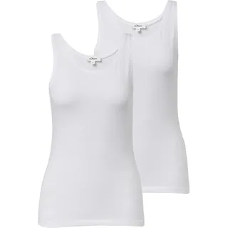 s.Oliver Tanktop S.OLIVER, Damen, Gr. 40, 2x weiß, Jersey, Obermaterial: 95% Baumwolle, 5% Elasthan, unifarben, hüftbedeckend, Rundhals, Tops Tanktop, 2-er Pack, Sommertop, mit Stretch
