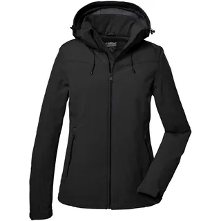 KILLTEC Damen Softshelljacke Softshell Jacke mit abzippbarer Kapuze Damen Softshelljacke wasserabweisend, Winddicht, atmungsaktiv 00200-schwarz 46