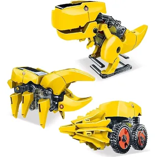 PicassoTiles Stem Kids Robot Dinosaurio mit Solarenergie, Pädagogisches Bildungsspielzeug, Technisches Bauspielzeug, 3 in 1, Einzigartige kreative Transformation, Erneuerbare Solarenergie