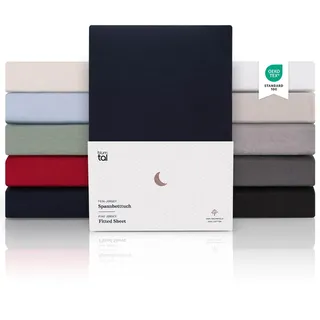 Blumtal® Premium Topper Spannbettlaken 180x200 cm Jersey - Oeko-TEX zertifiziertes Spannbettlaken Topper 180x200 Baumwolle - Bettlaken Topper 180x200/Topper Bezug Blau