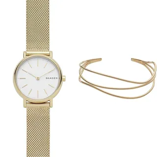 Skagen Damen Signatur Lille Goldfarbene Edelstahl Uhr und Kariana Goldfarbener Armband, Set