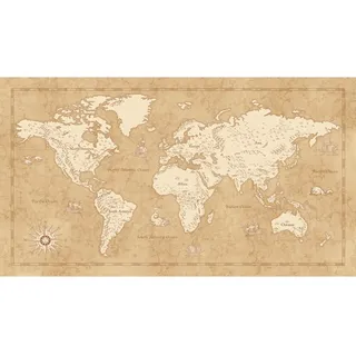 KOMAR Vliesfototapete Vintage World Map 500 x 280 cm