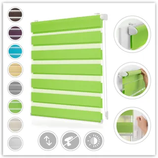 Doppelrollo LICHTBLICK ORIGINAL "Duo Rollo Klemmfix" Gr. 18, grün (grün, weiß), B:70cm H:220cm, Polyester, Rollos, Doppelrollo, Seitenzugrollo, Montage mit beiliegendem, verstellbarem Klemmträger