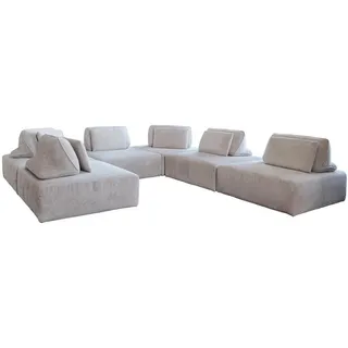 Kawola Modulsofa Wiolo Soft 6 Module 6 Kissen Hellgrau Cord , Textil , Echtholz , Füllung: Schaumstoff , 333x84x333 cm , Wohnzimmer, Sofas & Couches, Sofas