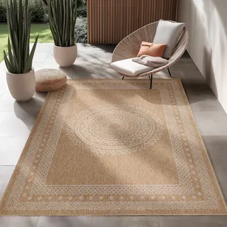 Outdoor Teppich Vintage Design Teppiche im Vintage-Stil Küche Balkon Terrasse Garten Picknick Größe: 80 x 250 cm , Farbe : Beige-4 - Beige