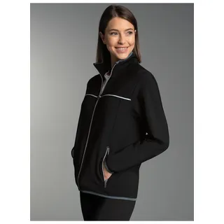 Trainingsjacke TRIGEMA "TRIGEMA Praktische Sportjacke aus Microfaser", Damen, Gr. L, schwarz, Strick, 92% Polyester, 8% Elastan, lang, Jacken Trainingsjacke
