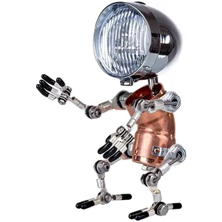 BrightBud 3D Metall Puzzle Steampunk Roboter Tischlampe, Vintage Industrial Tischlampe Steampunk Lampe Eisen Retro Nachttischlampe, Retro-Deko & Geschenkidee für Erwachsene, Bowed Head No.7