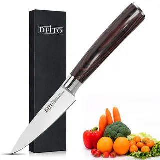 Dfito 9cm Schälmesser, Obst und Gemüsemesser, Edelstahl Obstmesser Ergonomischer Griff Edelstahl Küchenmesser mit Scharfer Klinge Profi Klein Rostfrei Kochmesser Japanischen Tourniermesser