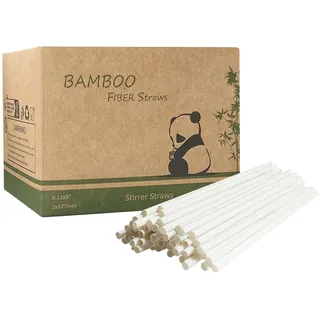 Kurze Bambus Cocktail Strohhalme Einweg 12,7 x 0,3 cm, 1000 Stück Natürliche Bambusfaser Rührstäbchen Trinkhalme Bulk für Zuhause, Bars und Restaurants