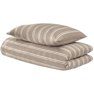 SCHIESSER Colorado Gestreift Baumwolle Taupe 135 x 200 cm + 80 x 80 cm