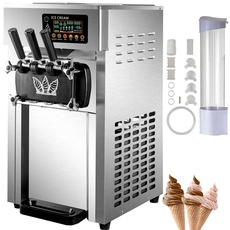 VEVOR Speiseeisbereiter Desktop Kommerzielle Softeismaschine 16-18 L/H 50Hz Eismaschine Ice Cream maker 220V Edelstahl Maschine