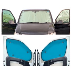 Fensterrollo-Set Kombatibel Mit Peugeot Partner (2007-2018)(Komplettset + zu öffnende Heckklappe + Dachfenster) Rückenfarbe in Aqua, Reversibel und Thermisch