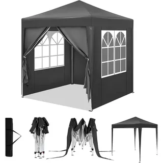 Pavillon 2x2 m mit 4 Seitenwänden | Anthrazit | 200x200x232/236/240 cm