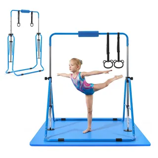 Vevor Gymnastikstange für Kinder mit 63,5 kg Tragkraft, Klappbares Turnreck mit Matte, Höhenverstellbare Turnstange für Indoor- und Outdoor-Training, Heimtrainingsgerät für Kinderturnen zu Hause,