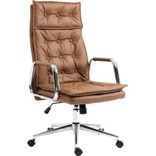 CLP Bürostuhl Sotira Echtleder höhenverstellbar und 360° drehbar,braun - Braun