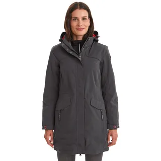 KILLTEC Damen Mantel, grau - Funktionsparka mit abzippbarer Kapuze - Damen Jacke ist wasserdicht, anthrazit, 42,