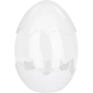 Ideen mit Herz | Deko-Eier | Deckel & Boden in Eierschalenoptik | Frühling | Eiersuche | befüllbar | Geschenk | Mitbringsel | Ø 9,3 cm | 13 cm hoch | Farbvariationen (weiß)