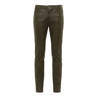 5-Pocket-Hose RICANO "Lederhose PND (Stretch)", Damen, Gr. XXL, Länge 34, grün (oliv), Obermaterial: 100% Lammnappaleder LANA., figurbetont, Hosen 5-Pocket-Hose, Handgefertigt aus echtem Leder