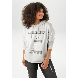 Kapuzensweatshirt ANISTON PLUS, Damen, Gr. 50, grau, Obermaterial: 92% Viskose, 8% Elasthan, figurumspielend Po-bedeckend, Sweatshirts Kapuzensweatshirt, super bequeme Sweat-Qualität - NEUE KOLLEKTION