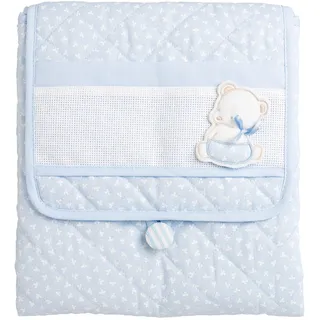 FILET - Reisewickeltisch, Tragbarer Wickeltisch für Windeln, aus gepolsterter Baumwolle, mit Aida-Tasche zum Besticken, 100% Made in Italy, Klee Blau