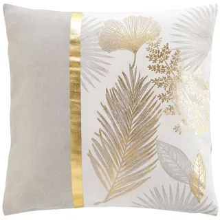 Douceur d ́intérieur Kissenbezug Goldene Blätter 45/45 cm Beige , Naturmaterialen , 45x45 cm , Heimtextilien, Bezüge, Kissenbezüge