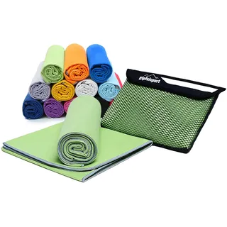 gipfelsport Mikrofaser Handtuch Set - für Sauna, Fitness, Sport I Strandtuch, Sporthandtuch I Grün L: 140x70