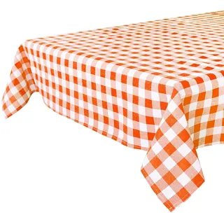 Talking Tables Tischdecke mit Gingham-Muster, wiederverwendbar, für Innen- und Außenbereich, maschinenwaschbar, Picknick, Grillparty, Halloween-Dekoration, 180 x 140 cm, Orange/Weiß