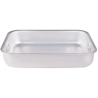 Pentole Agnelli Bräter, eckig, mit 2 Griffen, Aluminium, Dicke: 5 mm, Silber 30 cm Silber/schwarz