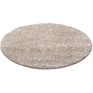 Ayyildiz Hochflorteppich , Braun, Beige , Textil , Uni , rund , Oeko-Tex® Standard 100 , für Fußbodenheizung geeignet, schmutzabweisend, für Hausstauballergiker geeignet, lichtunempfindlich, antistatisch, pflegeleicht, strapazierfähig, leicht zusammenrollbar , Teppiche und Böden, Teppiche, Runde Teppiche