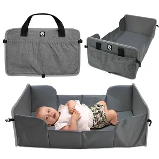 Dooky Original Traveller - faltbares Baby Reisebett inkl. Matratze - superleicht, kompakt, Fächer an den Außenseiten, 41 x 74 cm (aufgebaut) / 41 x 26 cm (gefaltet), 100% Polyester, Schwarz