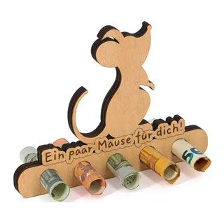 Giftota - Originelle Geburtstag Geldgeschenk Holz - Mäuse Geschenkidee - Geschenke aus Holz für Frauen & Männer - Ein Paar Mäuse für Dich