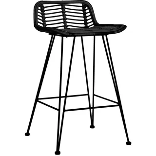 vidaXL Barhocker 2 Stk. Schwarz Rattan - Schwarz