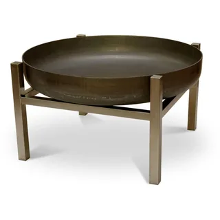 Feuerschale , Edelstahlfarben, Rostfarben , Metall , 63x34.5x63 cm , Grüner Punkt, Made in Europe, Handmade in Europe , abnehmbare Standfüße, hitzebeständig , Gartenmöbel, Feuerschalen & Feuerkörbe