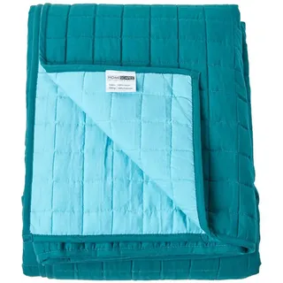 Homescapes Tagesdecke gesteppt mit Wende-Design, 200/200 cm , Petrol , Textil , Quadratisch , 200x200 cm , Oeko-Tex® , Heimtextilien, Bettwäsche & Leintücher, Tagesdecken