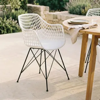 Idimex Esszimmerstühle Alicante 4Er-Set , Weiß , Textil , Vintage , 59x87x54 cm , Gartenmöbel, Gartensessel, Gartenstühle