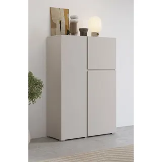 OTTO home Highboard "Metric,Breite 92cm, moderne grifflose Hochkommode 3 Türen,Highboard" Hochschrank mit viel Stauraum, Einlegeböden verstellbar, Türkommode, kaschmir