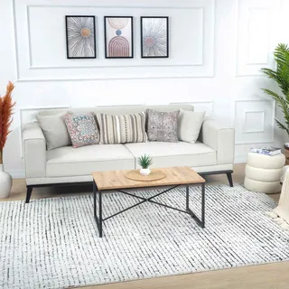 Livabliss Zadar Wohnzimmer modern – Abstrakt Design in Marmor Optik für Wohnzimmer 160x213 cm, Esszimmer, Schlafzimmer - Marmor e groß, weicher Kurzflor in Schwarz und Creme