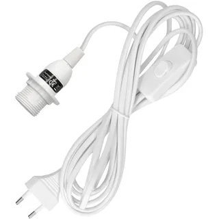 kwmobile Lampenfassung E14 Kabel Stromkabel Weiß Steckdose und Schalter 3,5m