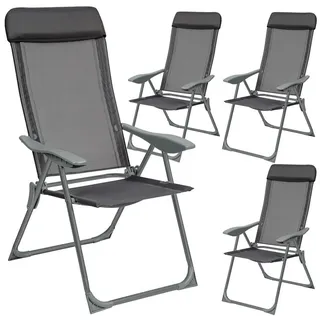 Tectake Maurine Gartenstuhl 73 x 59 x 110 cm grau 4 St.