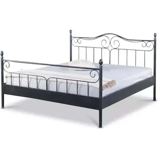 Metallbett Virgina – 140 x 220 cm / schwarz-silber-gewischt