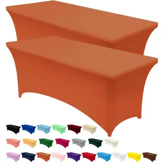 Utopia Kitchen Spandex-Tischdecke, enganliegend, waschbar und knitterfrei, dehnbar, rechteckig, Terrassentischabdeckung für Veranstaltung, Hochzeit, Bankett und Partys, 183 x 76 x 76 cm, Orange, 2