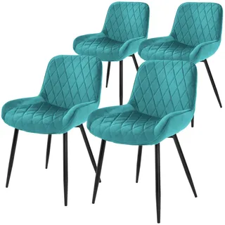 Ml-Design Esszimmerstuhl Samt Türkis 4er Set , Textil , 54x81x60 cm , Esszimmer, Stühle