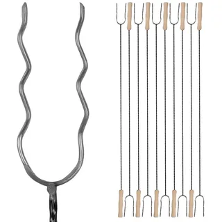 KOTARBAU® Lagerfeuer Spieße lang, 100 cm, Grillspieß aus Stahl, 10er Set | Marshmallow Spieße, Grillgabel mit 2 Zinken, Stockbrot Spieße mit Holzgriff, Grillspieße, Lagerfeuer Zubehör